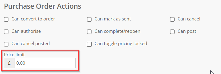 Price limits on purchase orders