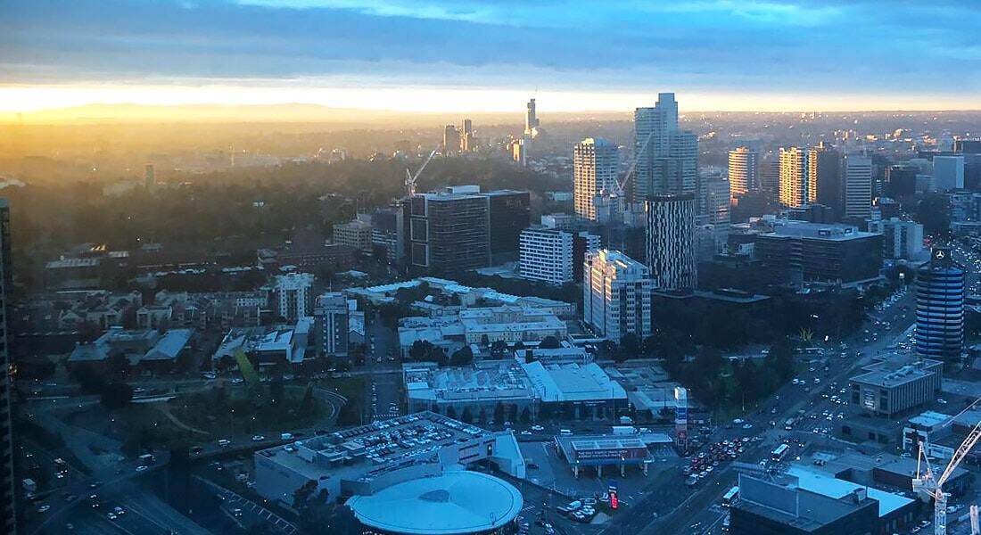 Lisa and Matthew’s beautiful view of Melbourne from their hotel rooms, making early starts a breeze!