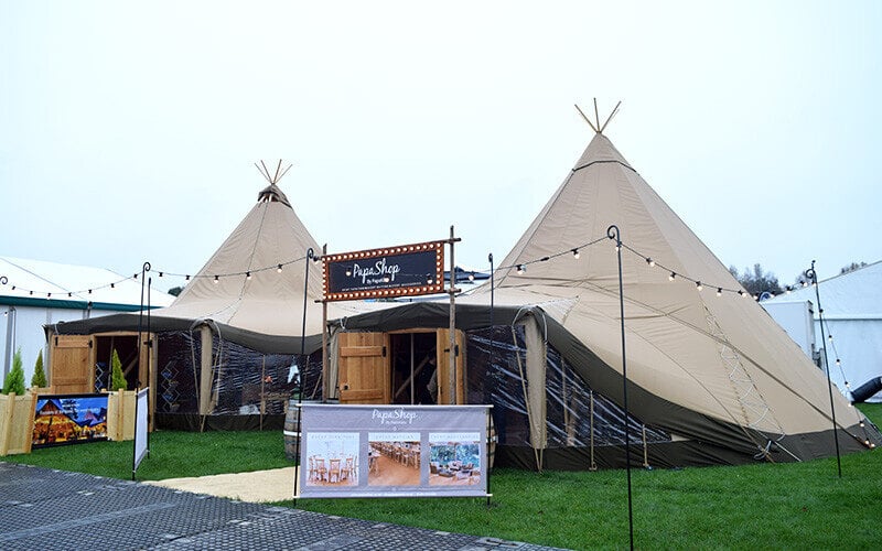 The latest products for the Events and Party industry on display include outdoor structures, like tipis, tents and marquees.