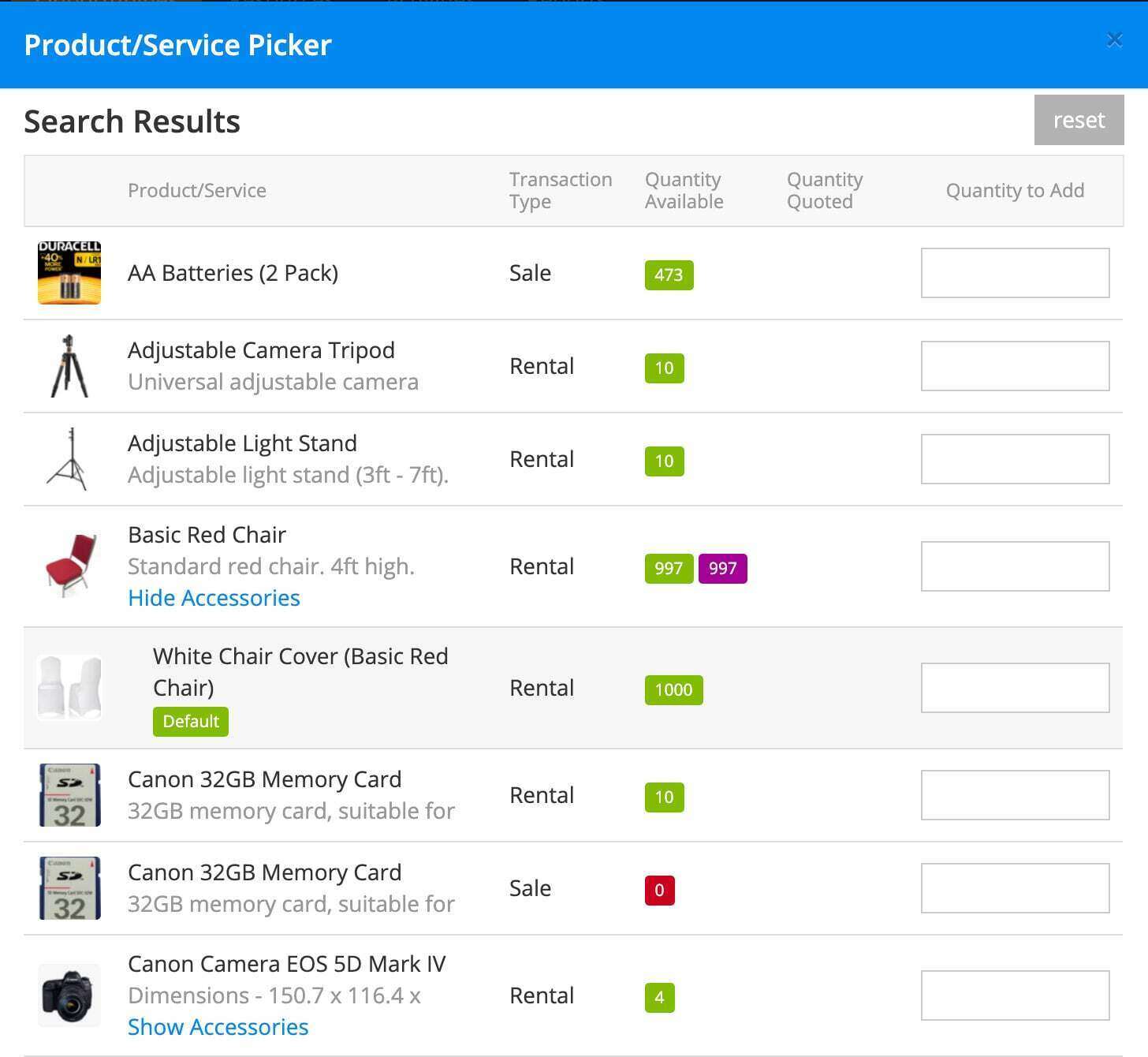 Current RMS - Add products and services to a job