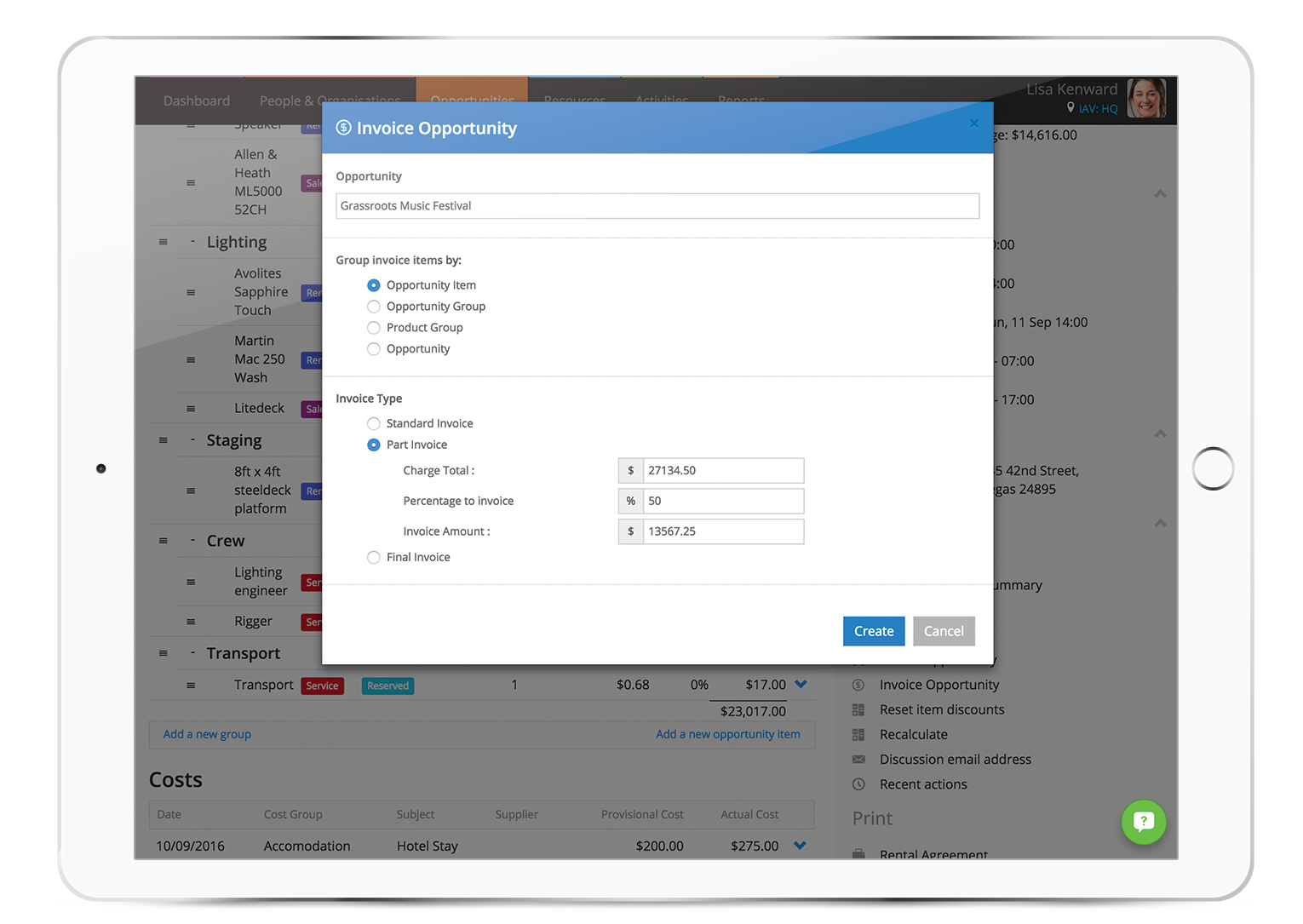 Enhancements to Part-Invoicing