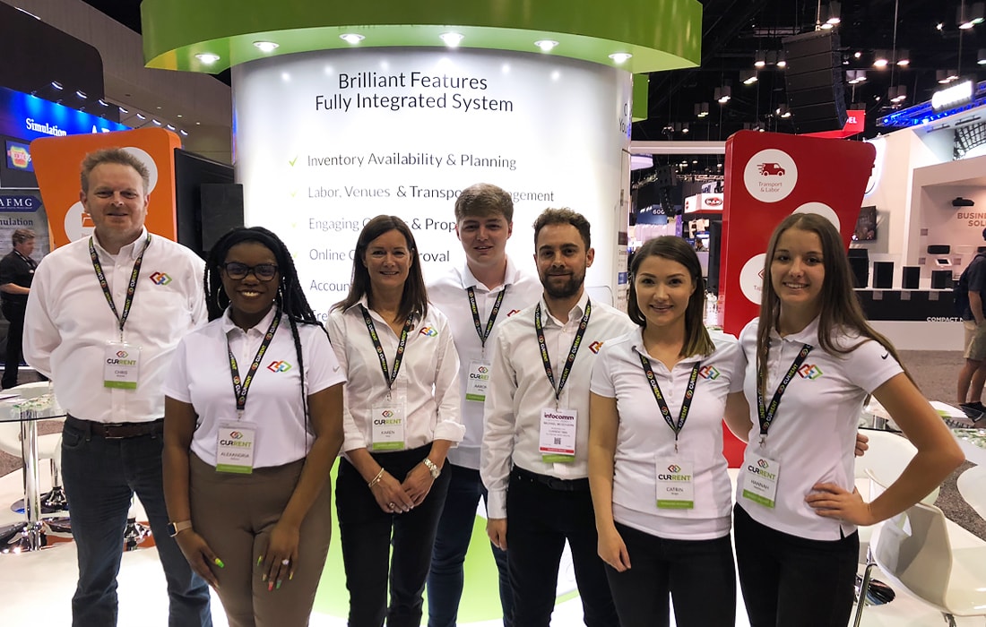 The Current RMS team on booth #6749, ready for the first day of InfoComm
