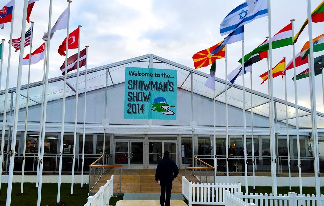 The entrance to a busy two days full of exciting event products on display at The Showman's Show.