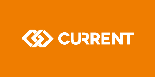 Current RMS brand over a orange background